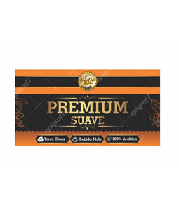 Caf Premium Suave, Regio da Serra da Canastra, Altitude mdia de 1.100 metros, Gros de cafs selecionados, Somente favas gradas,  Livre de impurezas, gros podres, verdes e ardidos, Bebida Mole, pontuao 84 mais, 100 por cento Arbica, Torra Clara, Sabor suave e adocicado, leve acidez ctrica, corpo delicado e agradvel, Embalagens de 5 kgs.